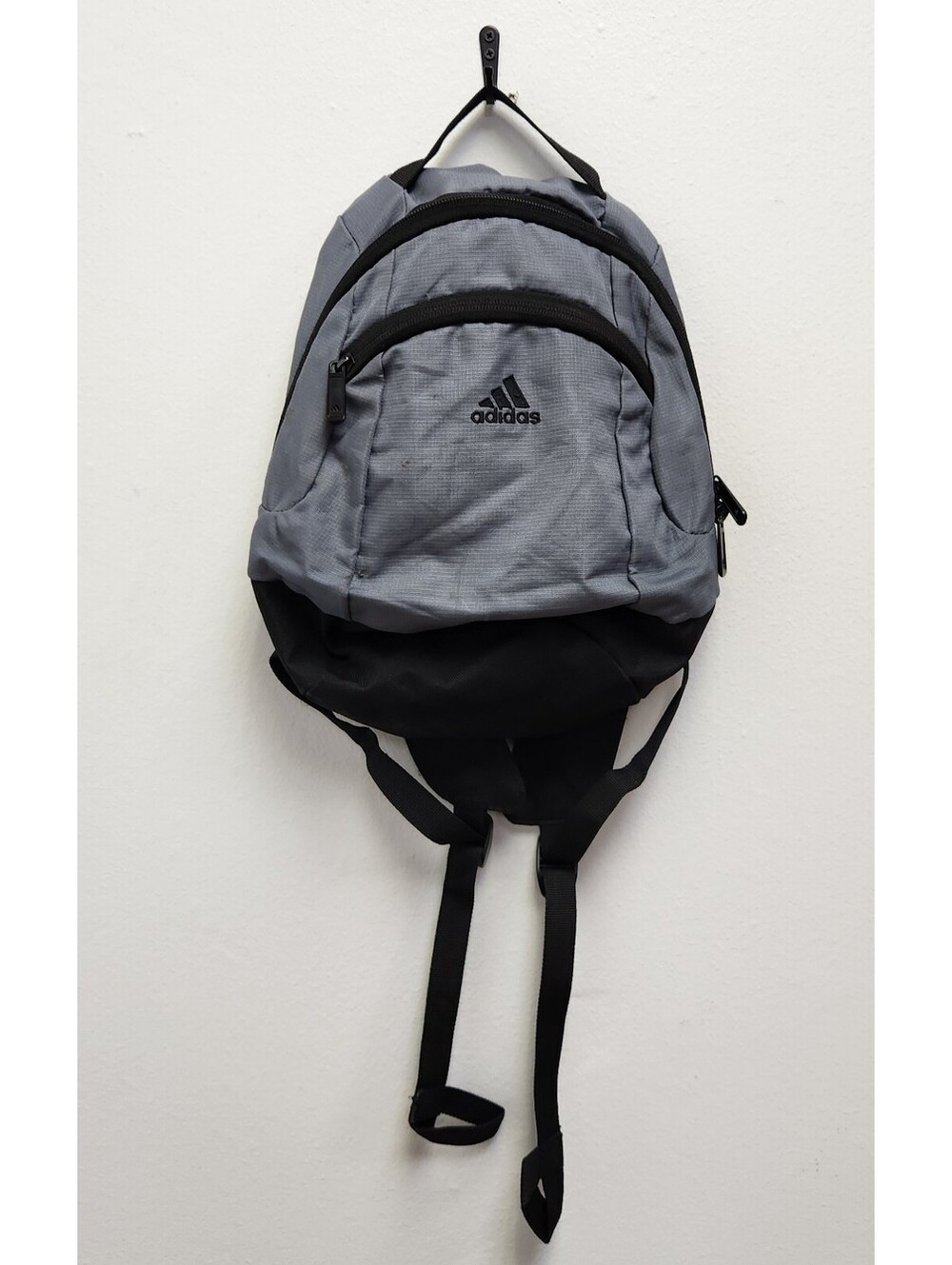 Adidas Mini Backpack Two Tone Gray Black Small Bookbag Travel Gym Pouch